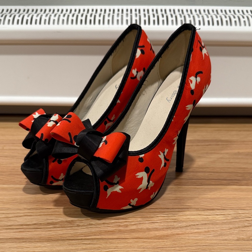Poodle Print Peep-Toe Heels